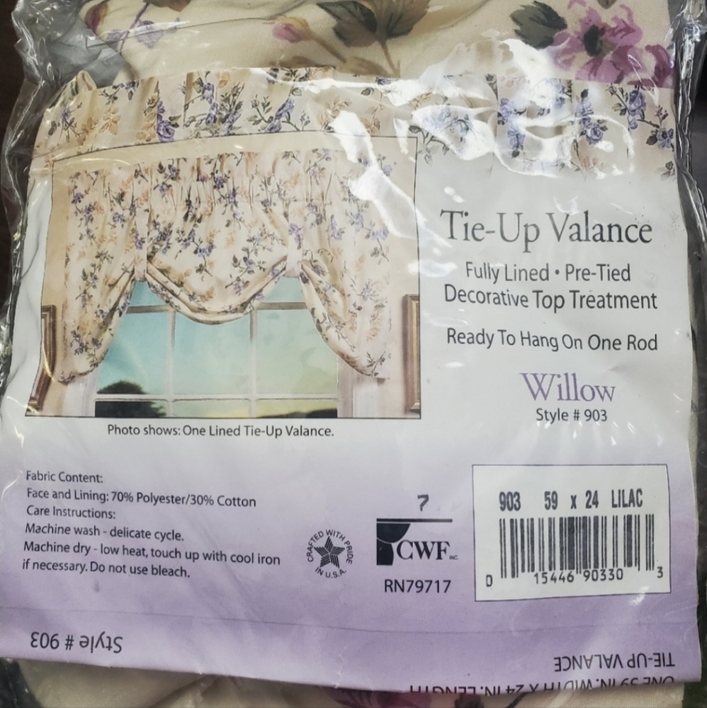 NIP❤ TIE-UP LILAC WILLOW ROMAN VALANCE SHADE CURTAIN FLORAL PURPLE ROSES